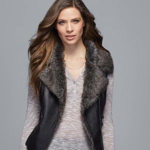 Faux Leather Fur Vest S